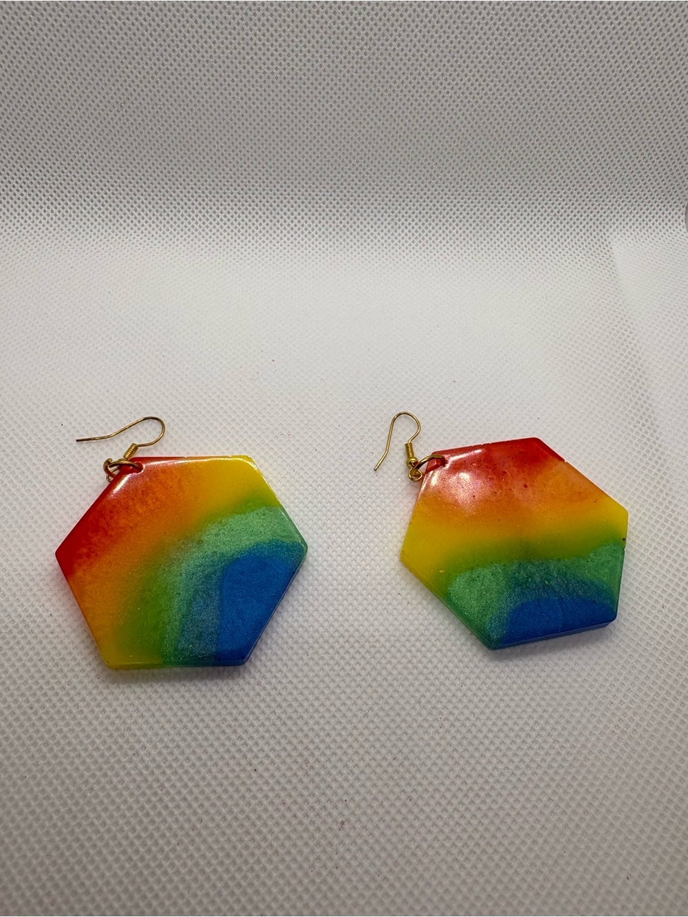 Rainbow Hexagon Drop Earrings - Multicolor Statement Jewelry